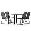 vidaXL Juego de comedor de jard&iacute;n 5 piezas negro