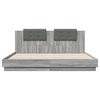 vidaXL Cama con cabecero madera ingenier&iacute;a gris Sonoma 200x200 cm