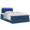 vidaXL Cama otomana con colch&oacute;n y luces LED tela azul 120x190cm