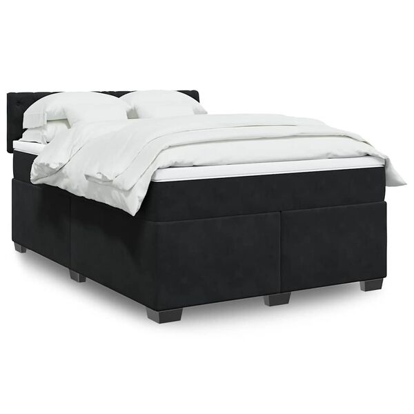 vidaXL Cama box spring con colch&oacute;n terciopelo negro 160x200 cm