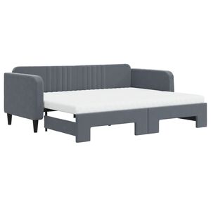 vidaXL Sof&aacute; cama nido con colch&oacute;n terciopelo gris oscuro 90x200 cm