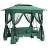 vidaXL Cenador de jard&iacute;n banco columpio convertible acero y tela verde