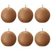 Bolsius Velas de bola r&uacute;sticas Shine 6 unidades marr&oacute;n 76x71 mm