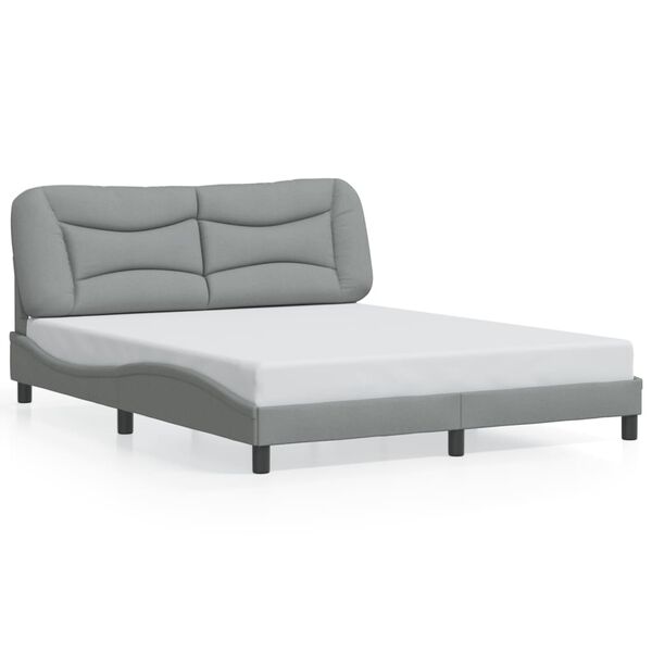 vidaXL Estructura de cama sin colch&oacute;n Hvar tela gris claro 160x200 cm