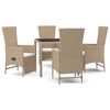 vidaXL Set comedor de jard&iacute;n 5 pzas con cojines rat&aacute;n sint&eacute;tico beige