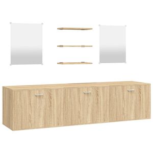 vidaXL Juego de 6 piezas de muebles de ba&ntilde;o de madera de roble