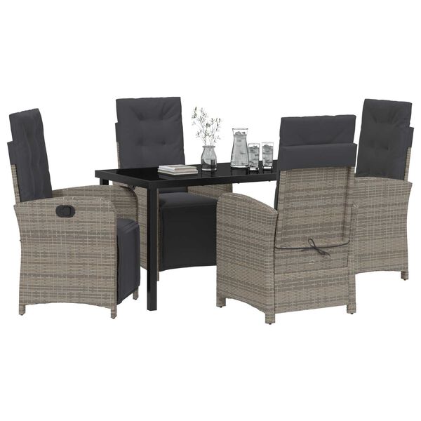 vidaXL Conjunto de Comedor de Jard&iacute;n 5 pcs Gris rat&aacute;n sint&eacute;tico
