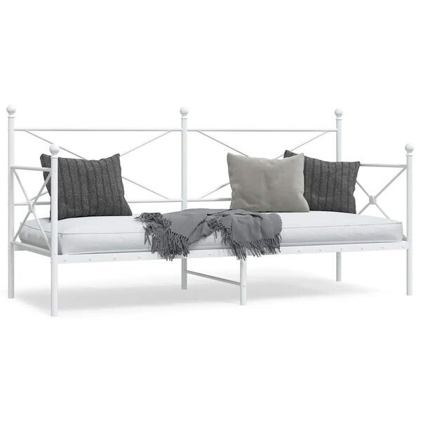 vidaXL Sof&aacute; cama sin colch&oacute;n cuero sint&eacute;tico blanco 90x200 cm acero