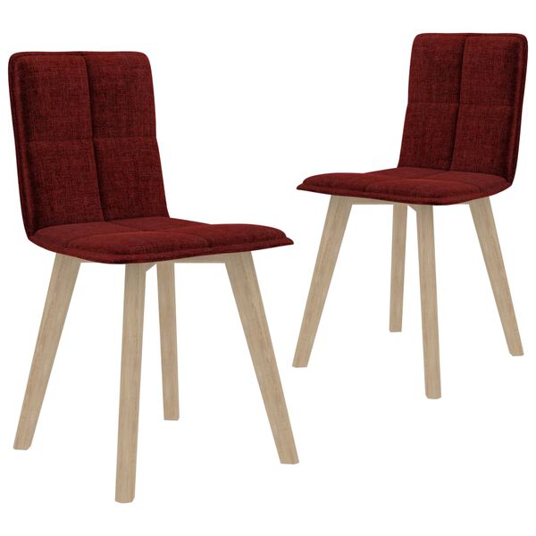 vidaXL Sillas de comedor 2 unidades tela rojo tinto