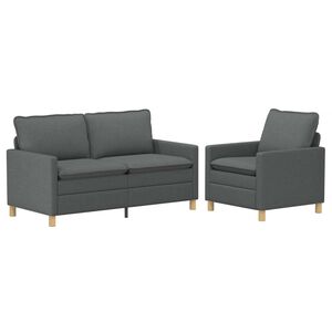 vidaXL Juego de Sof&aacute; 2 uds. Gris oscuro Tela