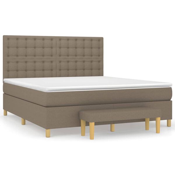 vidaXL Cama box spring con colch&oacute;n tela gris taupe 160x200 cm