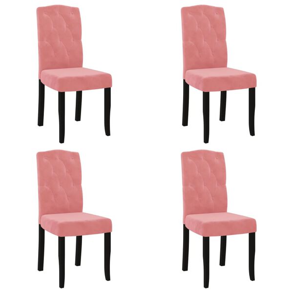 vidaXL Sillas de comedor 4 unidades terciopelo rosa