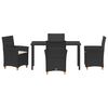 vidaXL Conjunto de Comedor de Jard&iacute;n 5 pcs Negro rat&aacute;n sint&eacute;tico