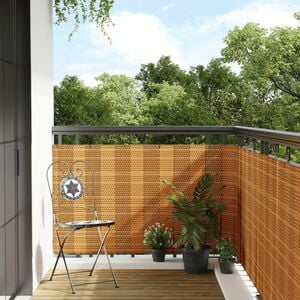 vidaXL Toldo para balc&oacute;n rat&aacute;n sint&eacute;tico marr&oacute;n claro 300x90 cm