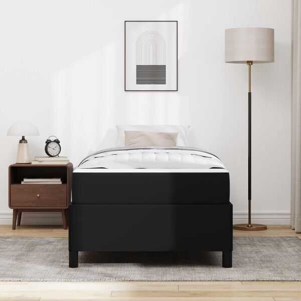 vidaXL Estructura de cama con colch&oacute;n Negro 90 x 190 cm tela