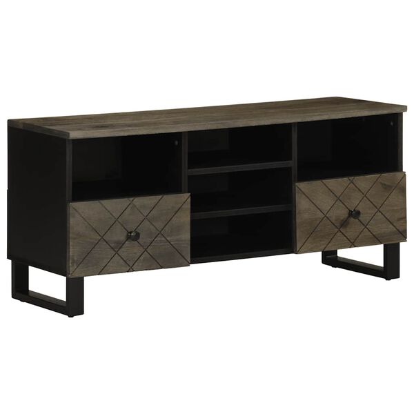 vidaXL Mueble de TV madera maciza de mango negro 100x33x46 cm