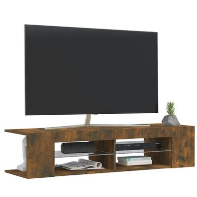 vidaXL Mueble de TV con luces LED roble ahumado 135x39x30 cm