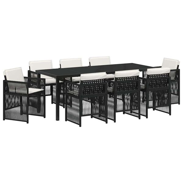 vidaXL Conjunto de Comedor de Jard&iacute;n 9 pcs Negro