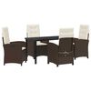 vidaXL Conjunto de Comedor de Jard&iacute;n 5 pcs Marr&oacute;n rat&aacute;n sint&eacute;tico