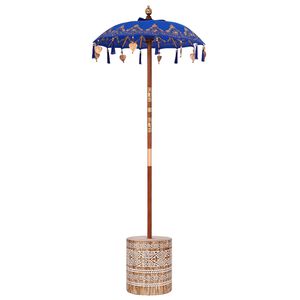 vidaXL Paraguas balin&eacute;s con base Azul 95 x 95 x 260 cm Algod&oacute;n