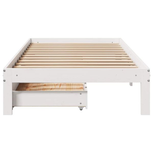 vidaXL Estructura cama con cajones madera maciza pino blanco 75x190 cm