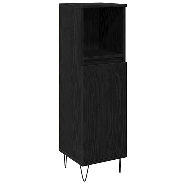 vidaXL Gabinete de Ba&ntilde;o con puerta Roble Negro 30 x 30 x 100 cm