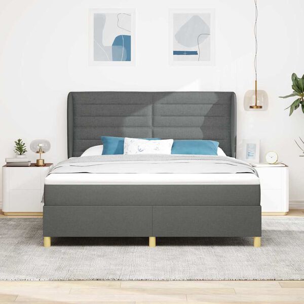 vidaXL Cama con Somier y Colch&oacute;n Gris Oscuro 90x190 cm de Tela tela