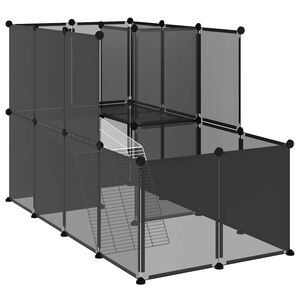 vidaXL Jaula para animales peque&ntilde;os negro PP y acero 142x74x93 cm