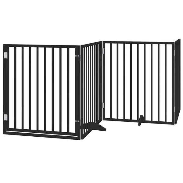 vidaXL Puerta de perros plegable 8 paneles madera &aacute;lamo negra 640 cm