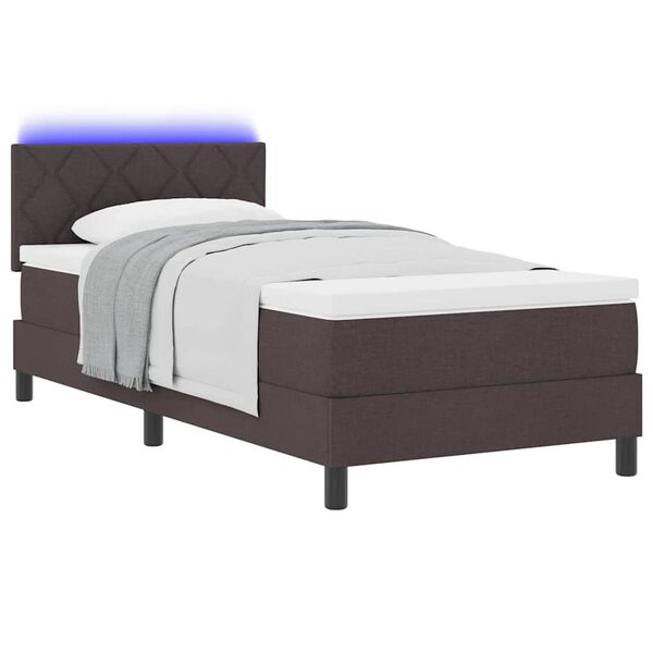 vidaXL Cama tipo Box Spring con colch&oacute;n Marr&oacute;n Oscuro 90 x 190 cm tela