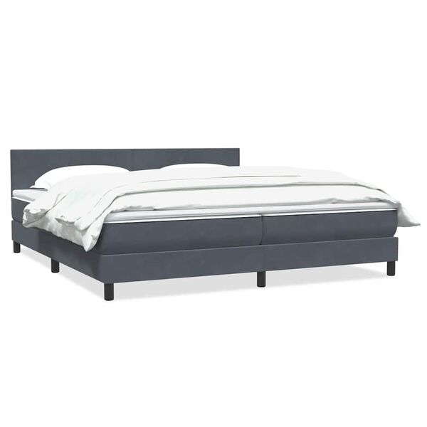 vidaXL Cama box spring con colch&oacute;n terciopelo gris oscuro 180x210 cm