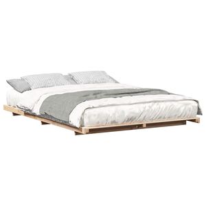 vidaXL Estructura de cama Marr&oacute;n 140 x 210 cm Madera maciza de pino