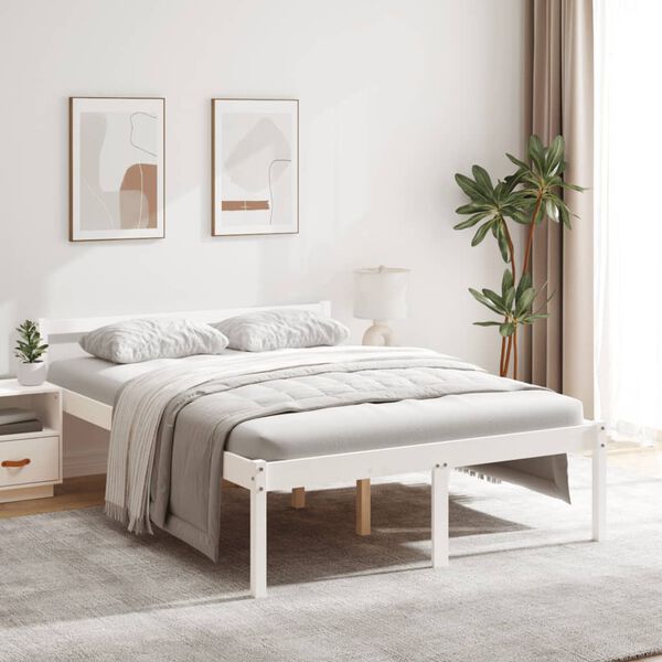 vidaXL Cama senior sin colch&oacute;n madera maciza de pino blanco 120x200 cm