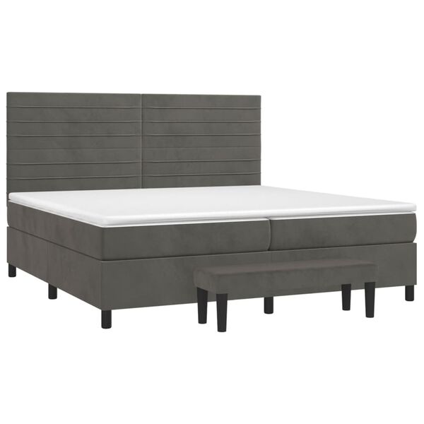 vidaXL Cama box spring con colch&oacute;n terciopelo gris oscuro 200x200 cm