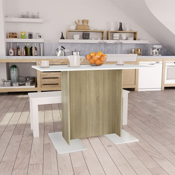 vidaXL Mesa de comedor madera contrachapada blanco roble 120x60x76 cm