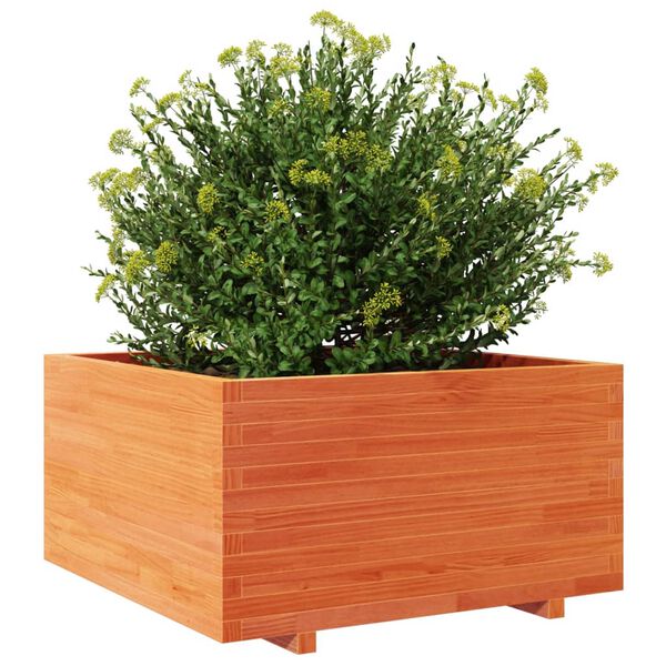 vidaXL Jardinera madera maciza de pino marr&oacute;n cera 90x90x49,5 cm