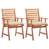 vidaXL Sillas comedor de jard&iacute;n 2 uds madera maciza acacia y cojines