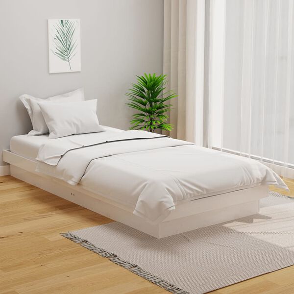 vidaXL Estructura de cama madera maciza blanco 90x200 cm