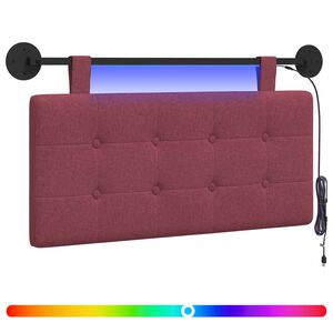 vidaXL Cabecero colgante Con luz LED Rojo vino Tela