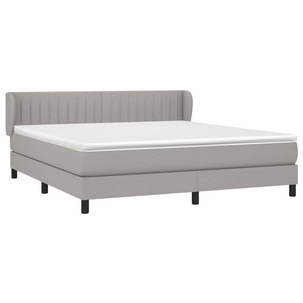 vidaXL Cama box spring con colch&oacute;n tela gris claro 160x200 cm