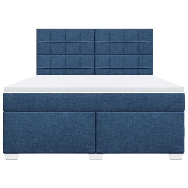 vidaXL Cama box spring con colch&oacute;n tela azul 180x200 cm