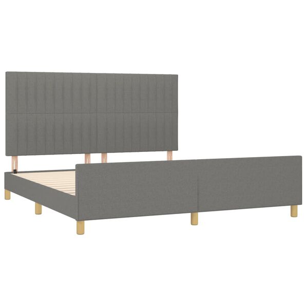 vidaXL Cama sin colch&oacute;n de tela gris oscuro 180x200 cm