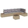 vidaXL Conjunto de sof&aacute; de jard&iacute;n 7 uds. Beige y gris rat&aacute;n sint&eacute;tico