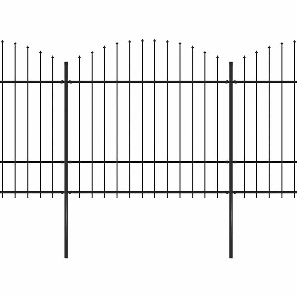 vidaXL Valla de jard&iacute;n con punta de lanza acero negro (1,5-1,75)x15,3m