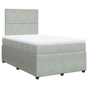 vidaXL Cama box spring con colch&oacute;n terciopelo gris claro 120x200 cm