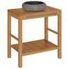 vidaXL Mueble tocador madera teca maciza con lavabo de m&aacute;rmol negro