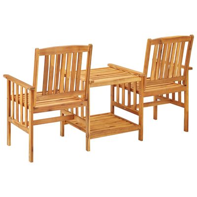 vidaXL Sillas y mesa de té de jardín con cojines madera maciza acacia