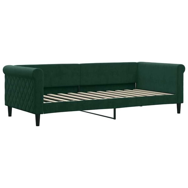 vidaXL Sof&aacute; cama sin colch&oacute;n terciopelo verde oscuro 90x200cm