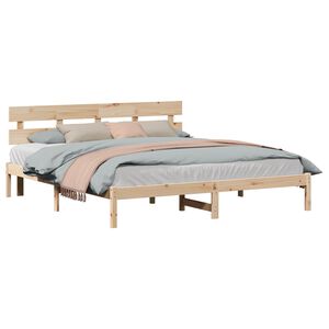 vidaXL Estructura de cama Marr&oacute;n 180 x 200 cm Madera maciza de Pino
