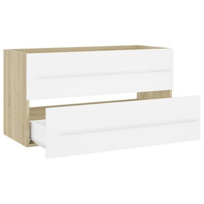 vidaXL Set de muebles de baño 2 piezas contrachapada blanco roble